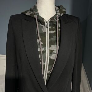 Tart Black Women's Blazer with Camouflage Insert